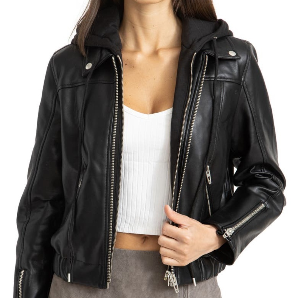BLANKNYC Faux Leather Bomber Jacket